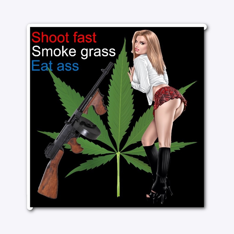 Smoke grass tommy gun sticker