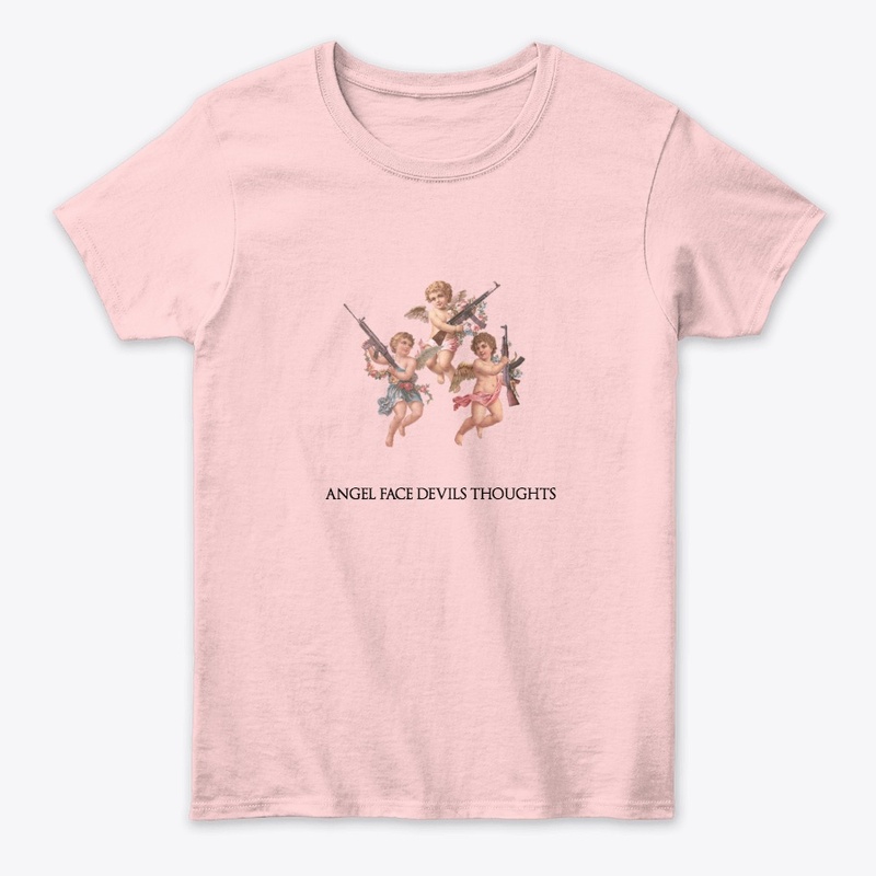 Angel face devil thoughts t-shirt