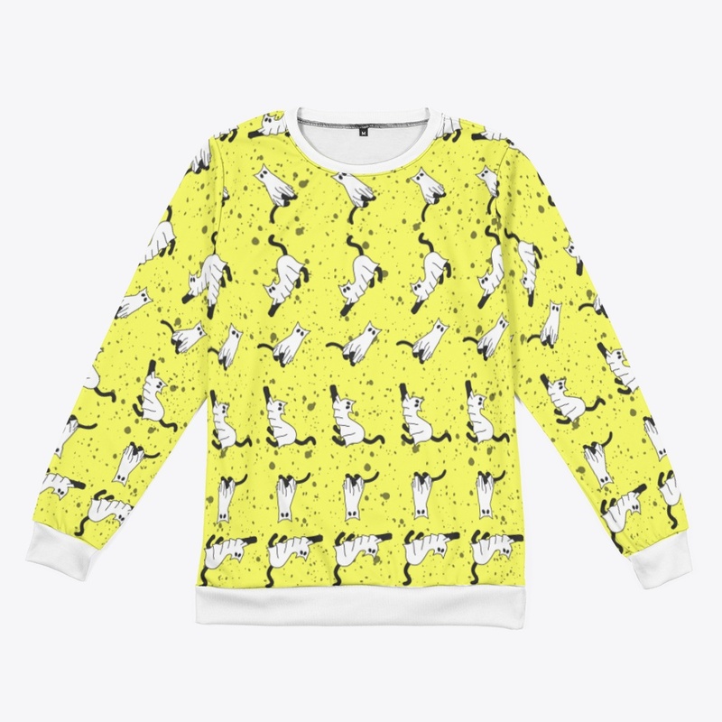 Ghost Cat Pattern Sweatshirt