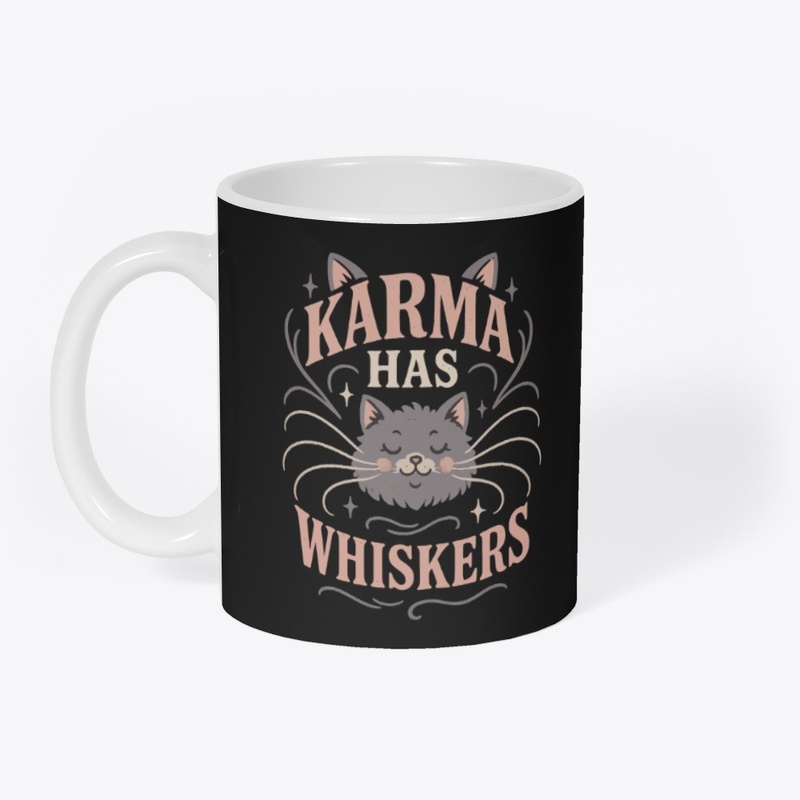 Karma Has Whiskers Retro Cat Tee Gift