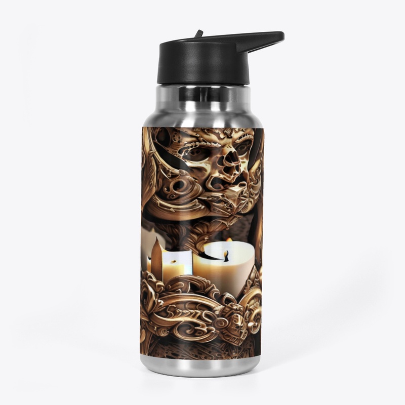 Halloween Candle Skull Seamless Pattern 