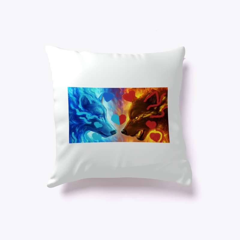 ice and wolf cuddly pillow 