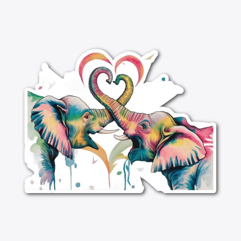 Two Elephants and Hearts T-Shirt