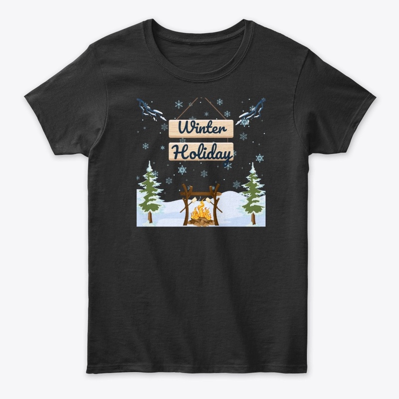Cozy Winter Holiday Campfire Scene