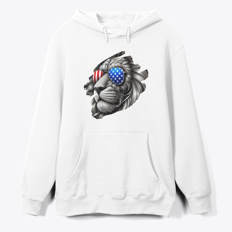 Lion Art with American Flag Sunglasses