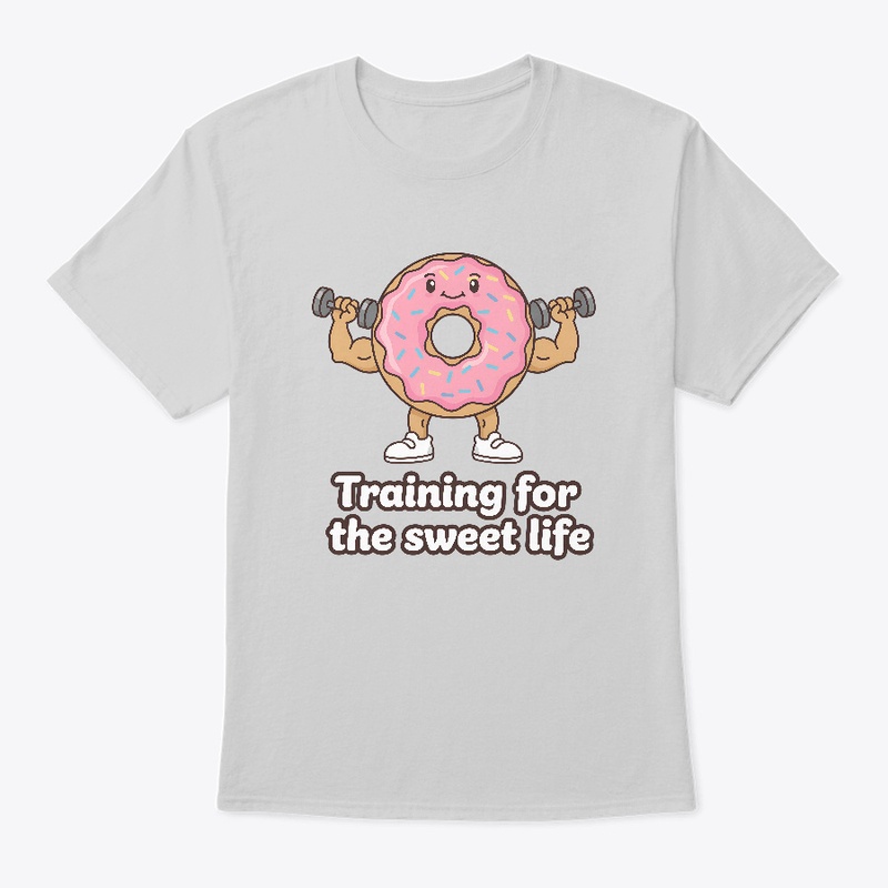 Donut lifting dumbbells, funny fitness