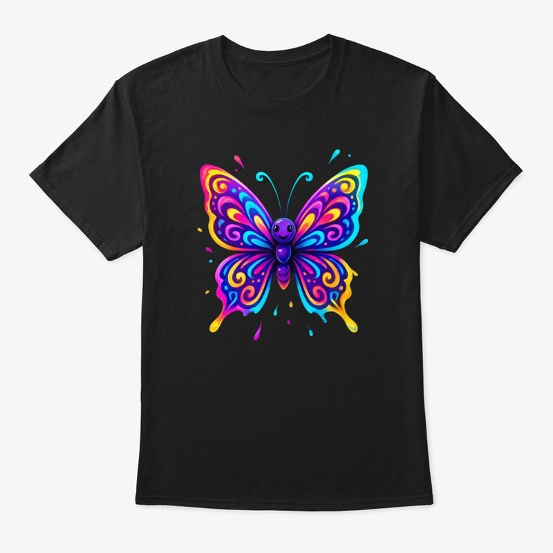 Colorful Neon Butterfly Art Tee