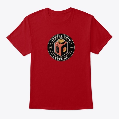 Insert Coin   Level Up Deep Red Kaos Front