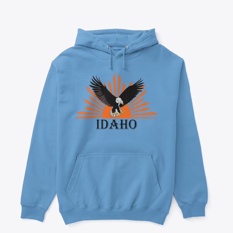 Retro Illustrated Idaho Eagle Sunrise