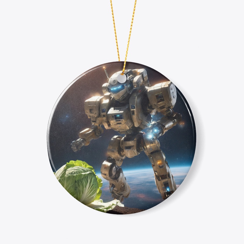 A robot with a cabbage