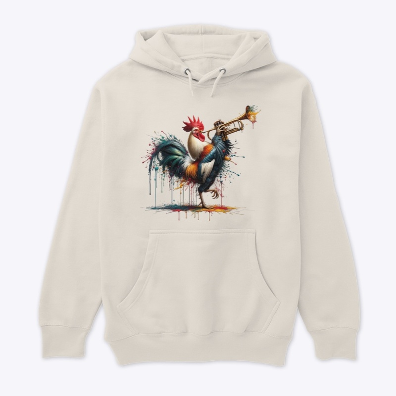 rooster playing trumpet
