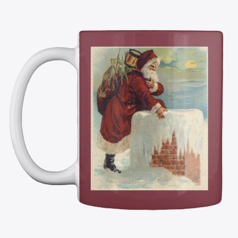 Vintage Santa at the chimney.