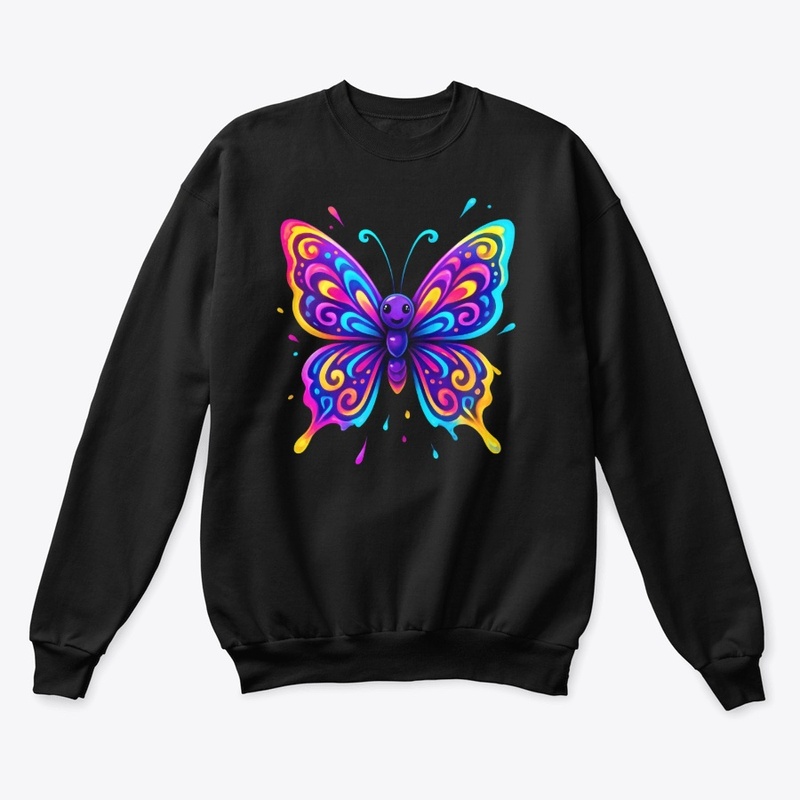 Colorful Neon Butterfly Art Tee