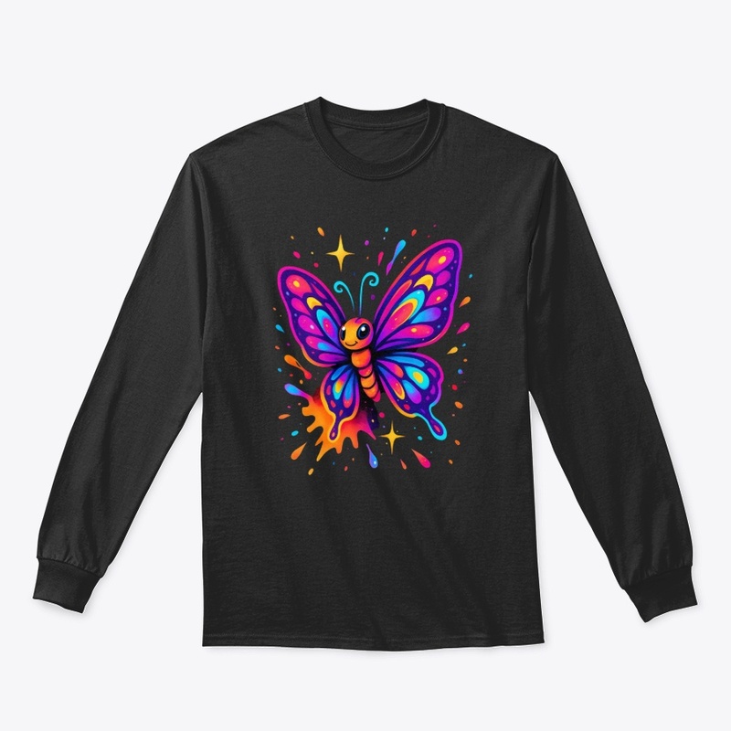 Colorful Neon Butterfly Cartoon Art