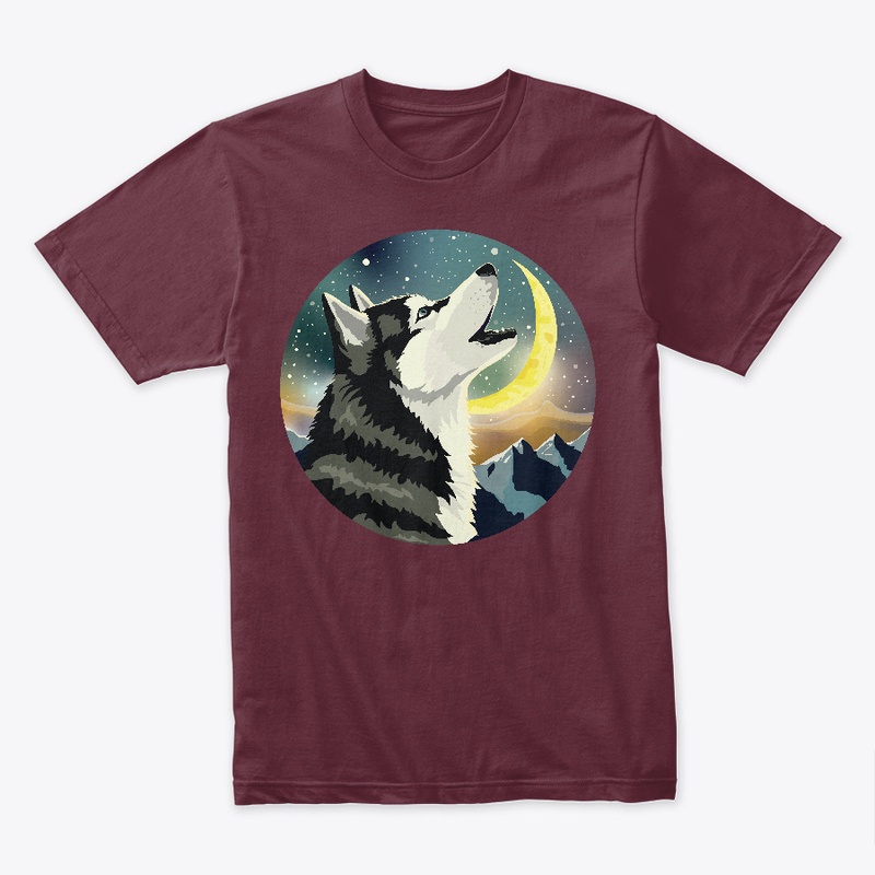Siberian Husky howls to the Moon