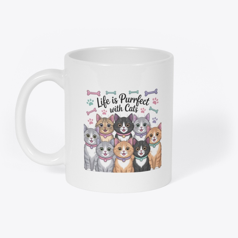 Eight Cute Cartoon Cats