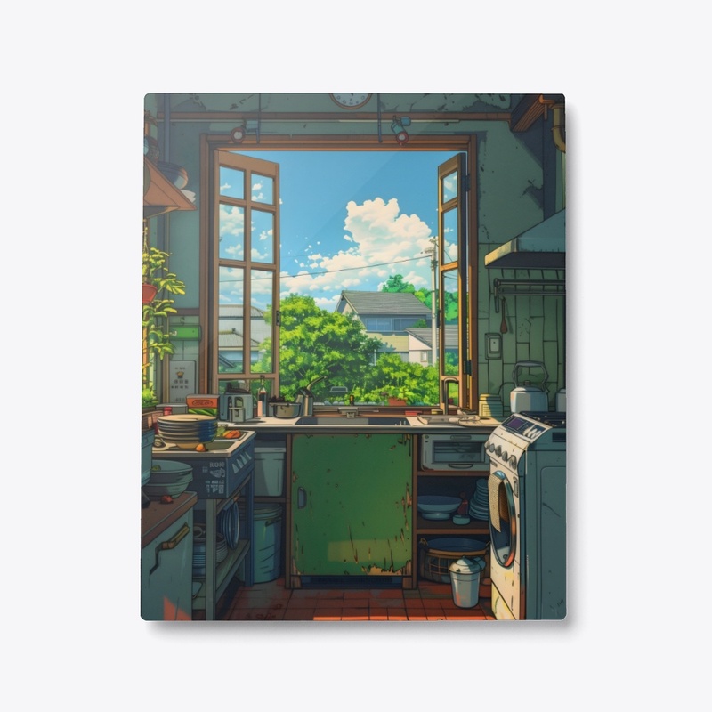 Metal Print Cozy Rustic Kitchen