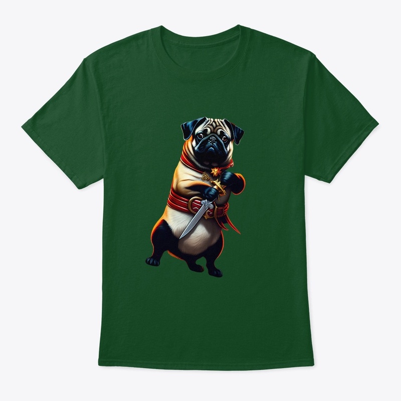 A dog holding a knife
