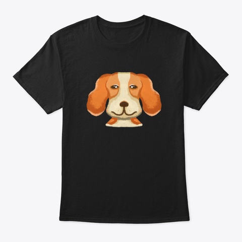 Cute Beagle Dog Black T-Shirt Front