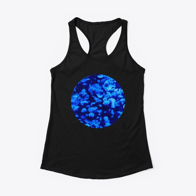 Blue jellyfish in deep Sea creatures