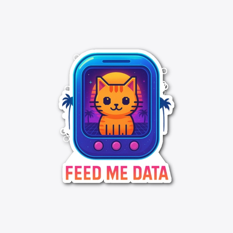 Retro Vaporwave Pixel Cat – Feed Me Data