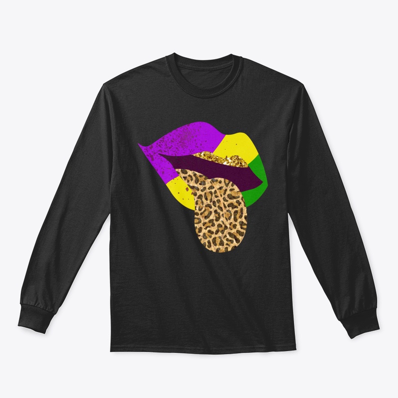 Leopard Pattern Mardi Gras Kiss Lips Lon