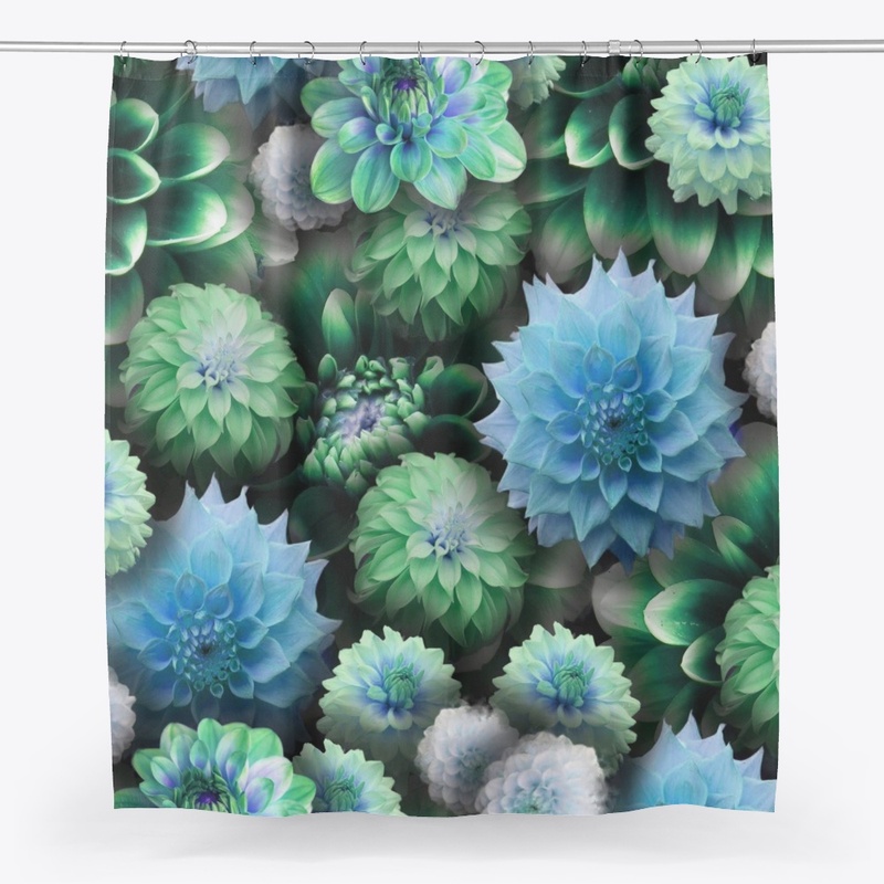 Blue Green Dahlias Collage