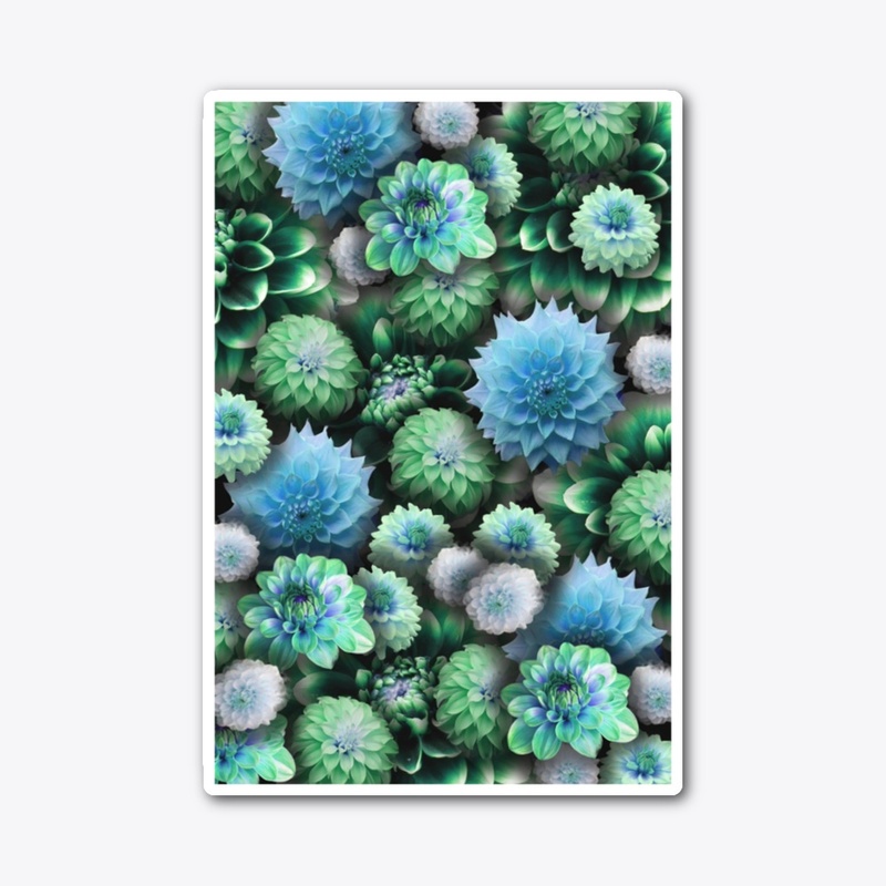Blue Green Dahlias Collage