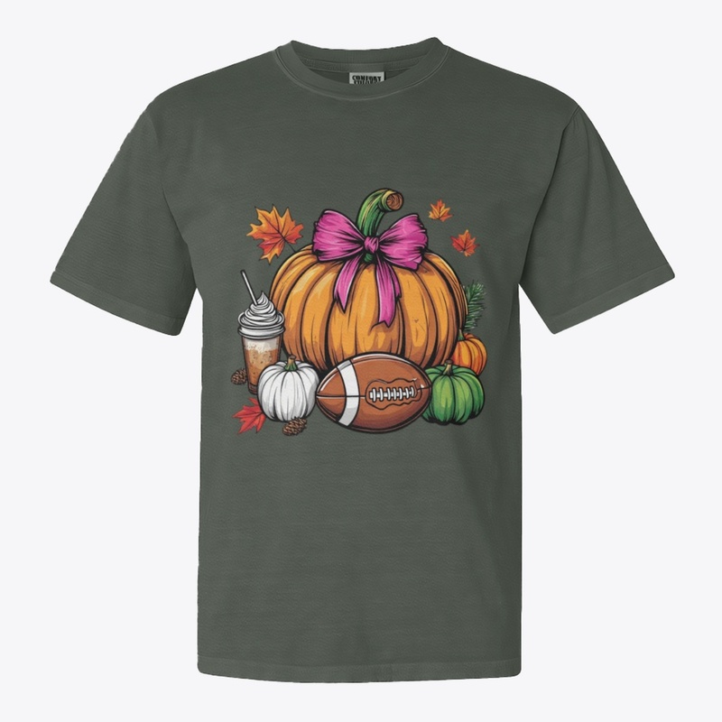 Pumpkin, Pink Bow & Football Fall Vibes