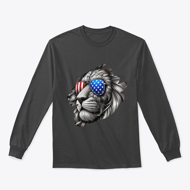 Lion Art with American Flag Sunglasses