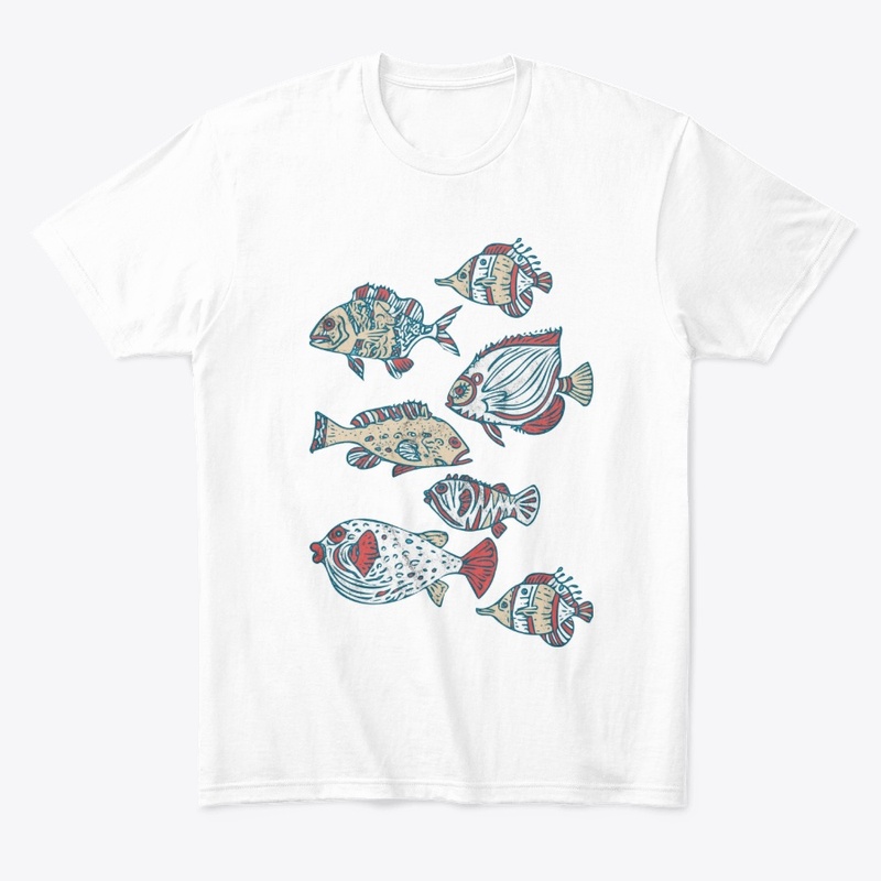 Linocut Tropical Fishes