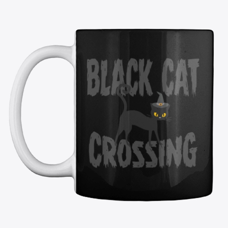 Black cat crossing Halloween t-shirt