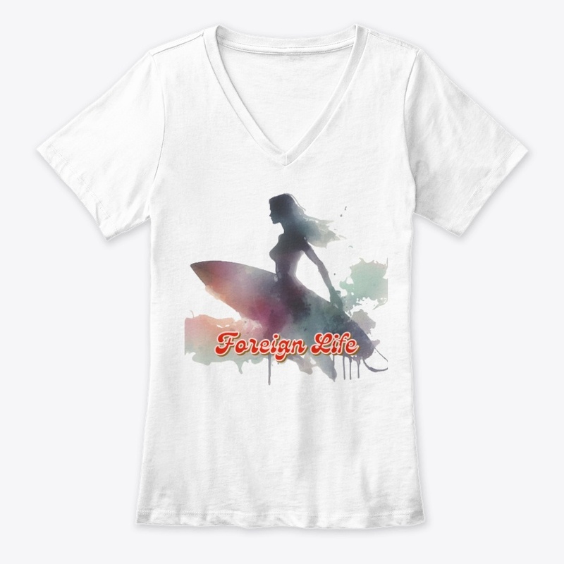 Foreign Life Female Surfer Watercolors