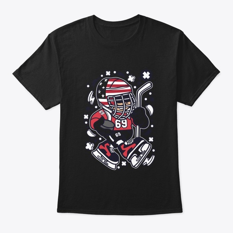 American Hockey Kid Black T-Shirt Front