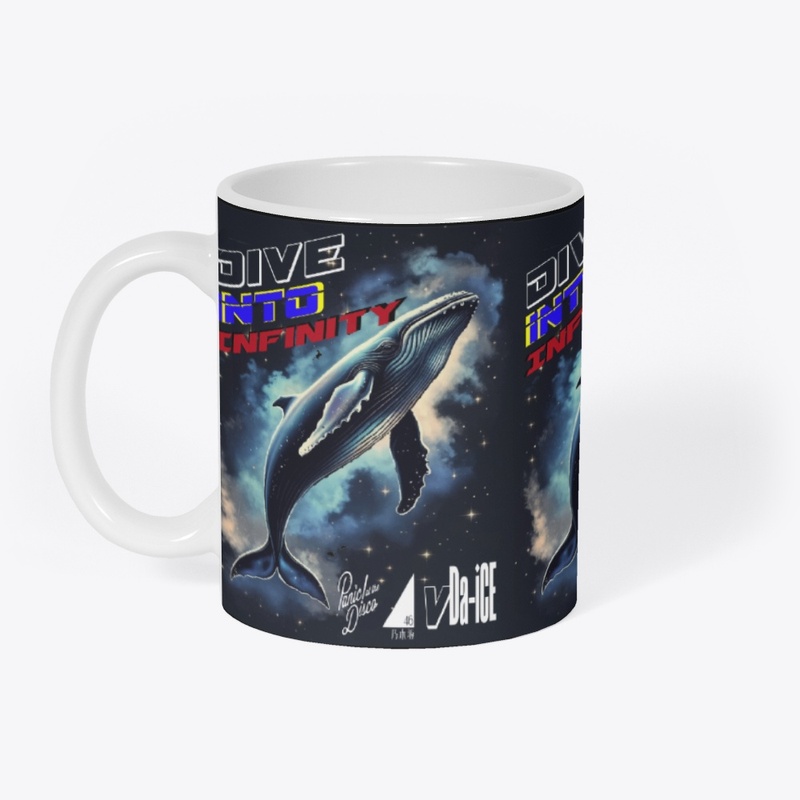Dive Into Infinity Whale Camping B/W Mug