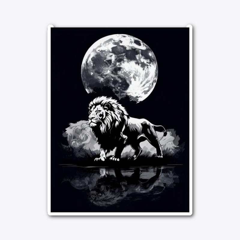 Majestic Lion Under Full Moon Design