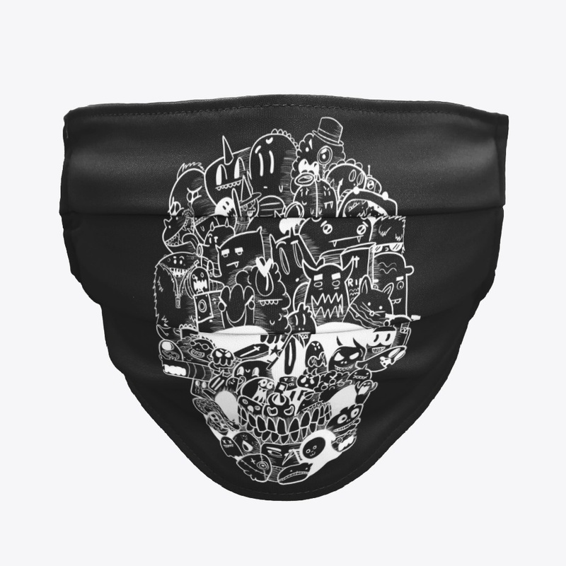 Skull doodle White Face mask
