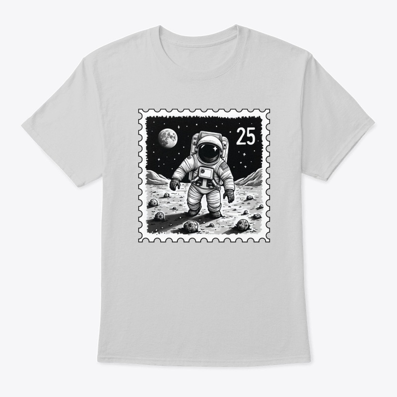 Moon Astronaut Stamp B&W