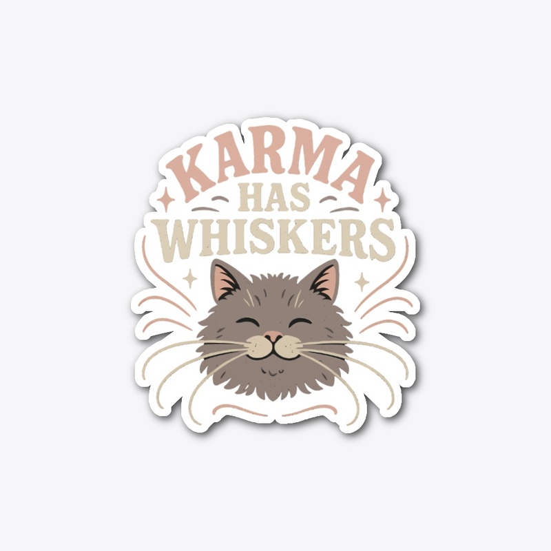 Karma Has Whiskers Retro Cat Tee Gift