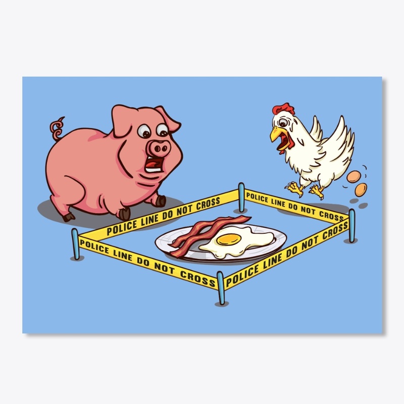 Police Line Dont Cross Pig Chicken Crime