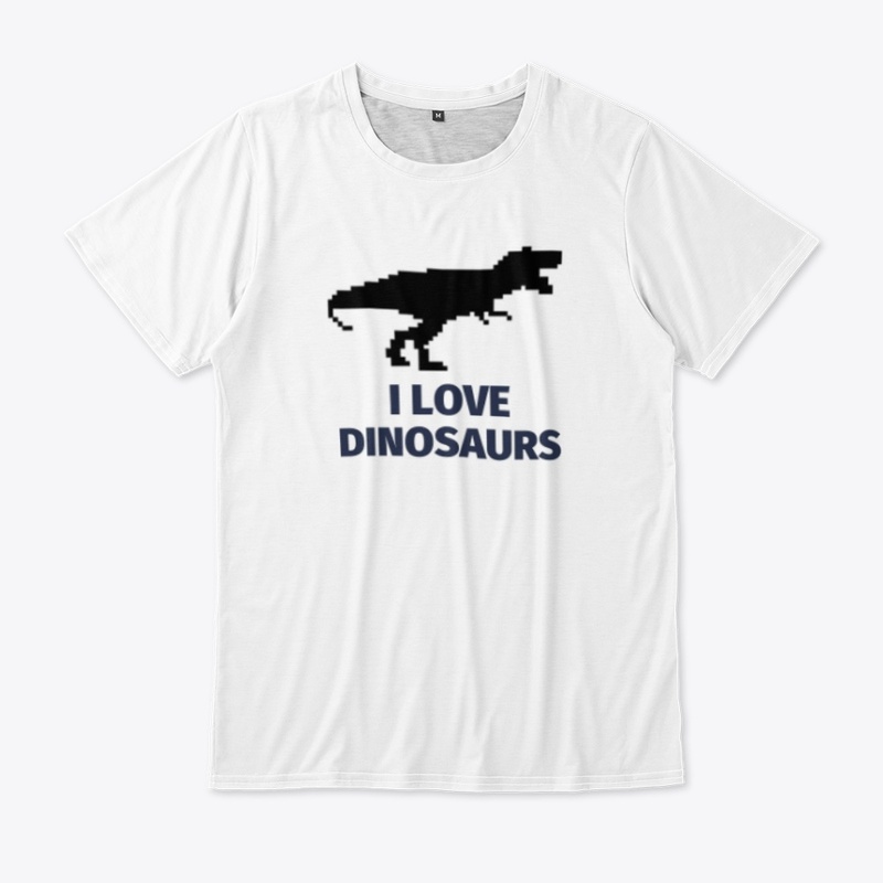 Pixel Art Dinosaur 4 White