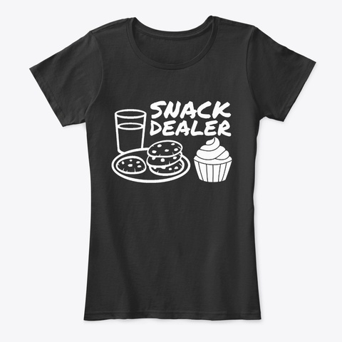 Snack Dealer Cupcake Cookie And Milk Black T-Shirt Front