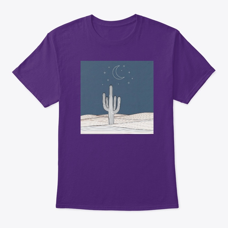 Desert Night Cactus Line Art