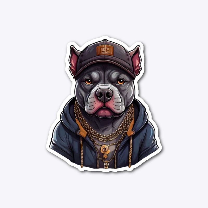 Cool Gray Pitbull in Streetwear