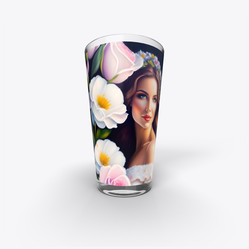 Flowers with women printed glass