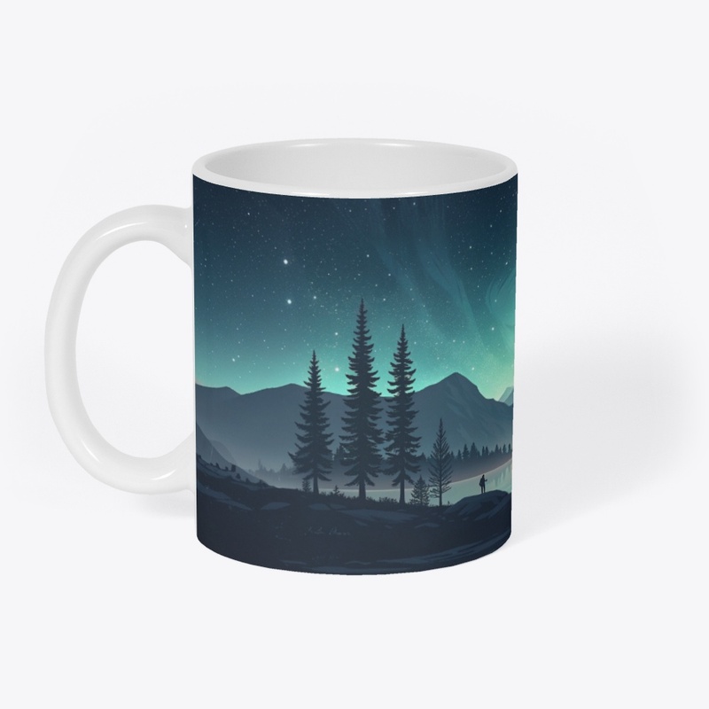 Northern Lights Over Mountain Lake