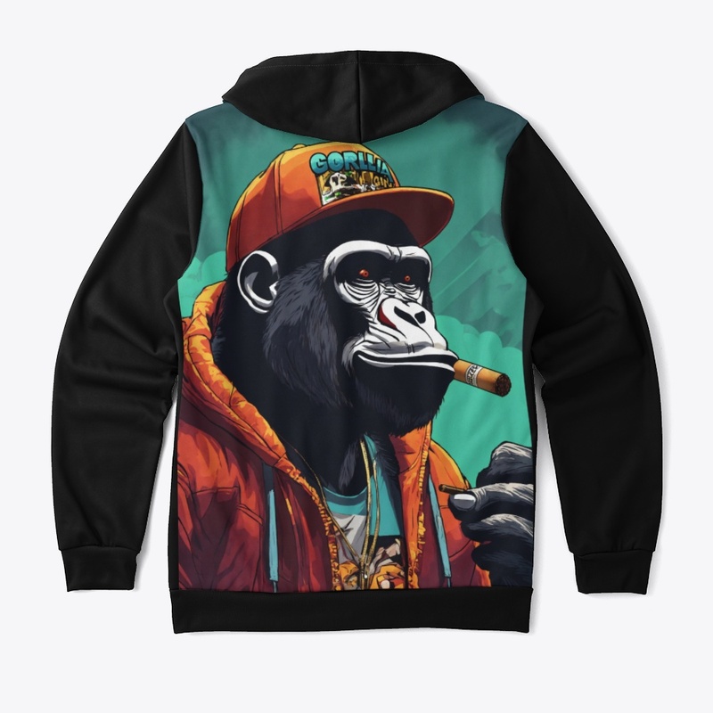 A gorilla smoking a cigar
