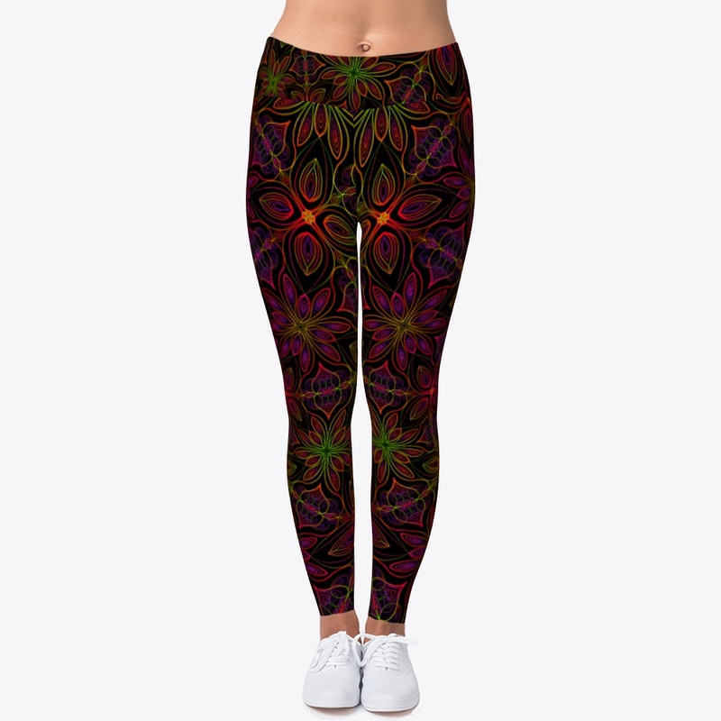 Pink Green Orange Black Leggings