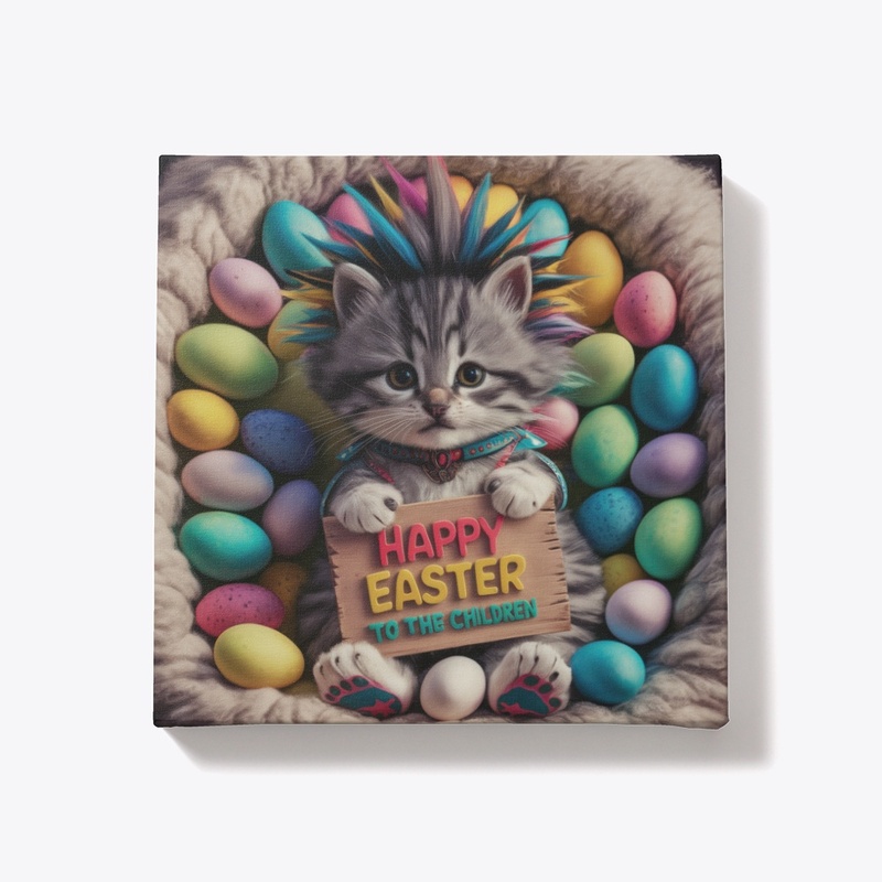 Happy Easter Kitten Punk Canvas