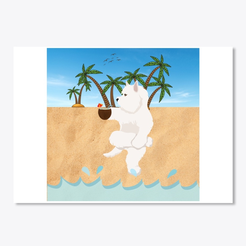 Westie Dog - Chilling On Beach